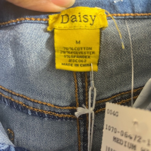 Daisy Dukes Denim Shorts with Pink Feather Trim - Picture 5 of 5